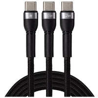 Maplin USB-C to 2-in-1 Multi-Charging USB-C 65W & USB-C 12W Braided Cable - Black