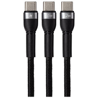 Maplin USB-C to 2-in-1 Multi-Charging USB-C 65W & USB-C 12W Braided Cable - Black