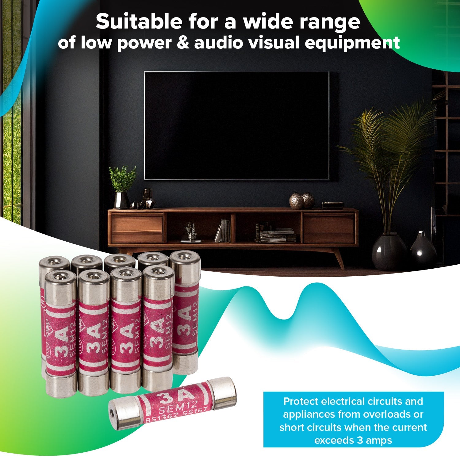 Maplin 3 Amp Plug Fuse BS1362 25.4 x 6.4mm - Pack of 10