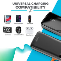 Maplin 20000mAh Portable Power Bank with Integrated USB-C, Micro USB & Lightning Cables