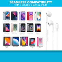 Maplin Wired Lightning Earbuds with Hands Free Calling & Volume Button - White