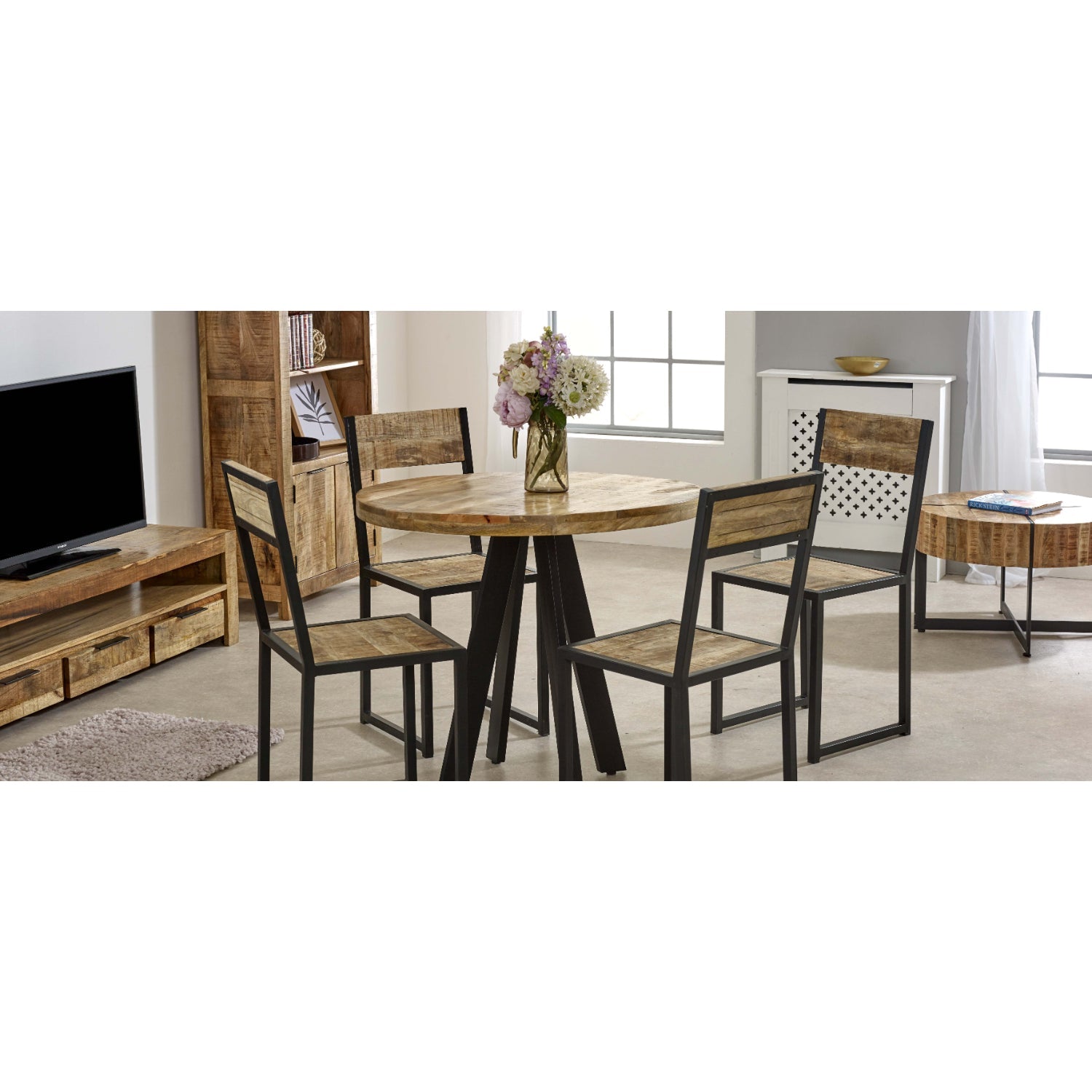 Merlin Mango Wooden 4 Seater Round Dining Table