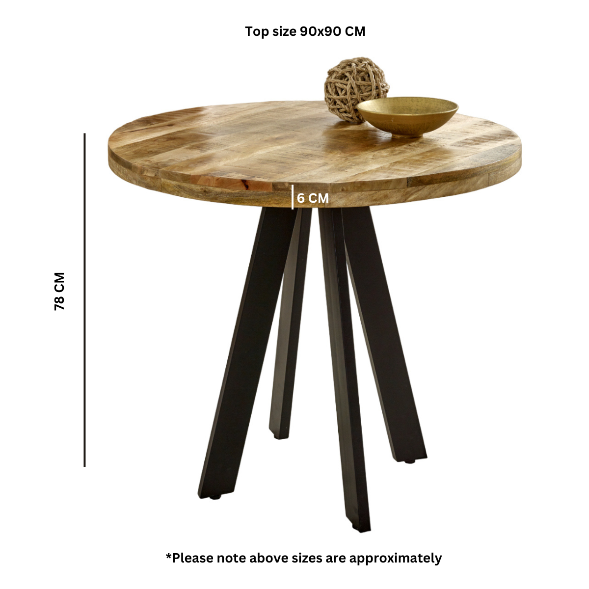 Merlin Mango Wooden 4 Seater Round Dining Table