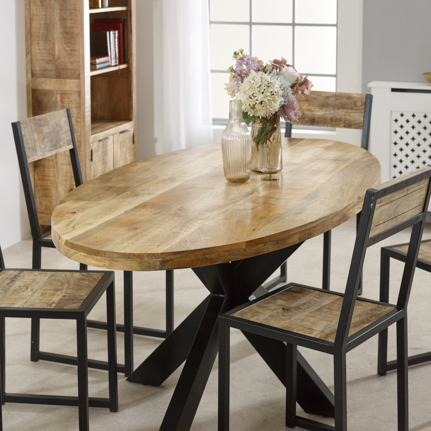 Merlin Mango Wooden 6 8 Seater Oval Dining Table