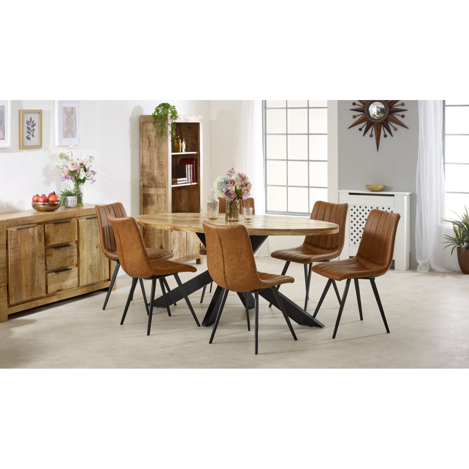 Merlin Mango Wooden 6 8 Seater Oval Dining Table