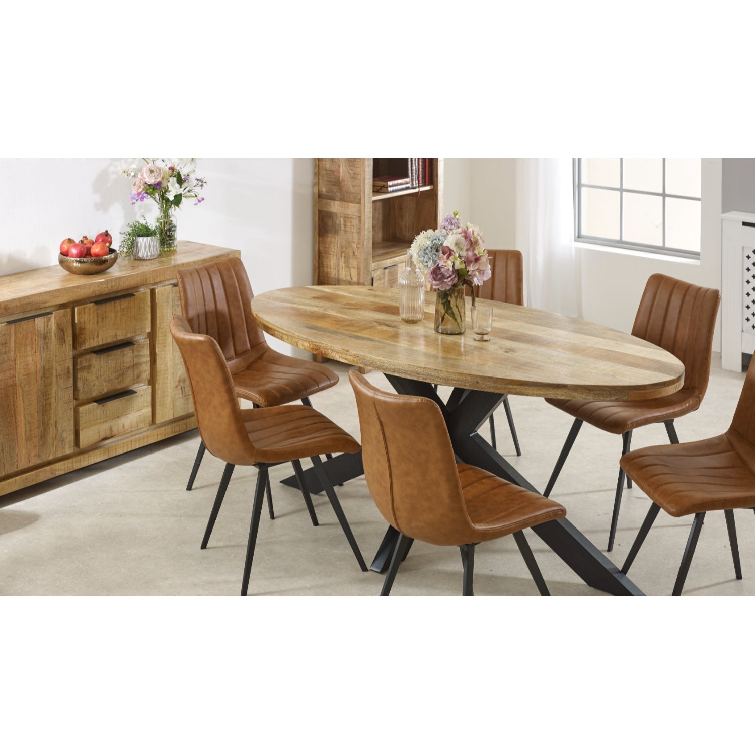 Merlin Mango Wooden 6 8 Seater Oval Dining Table