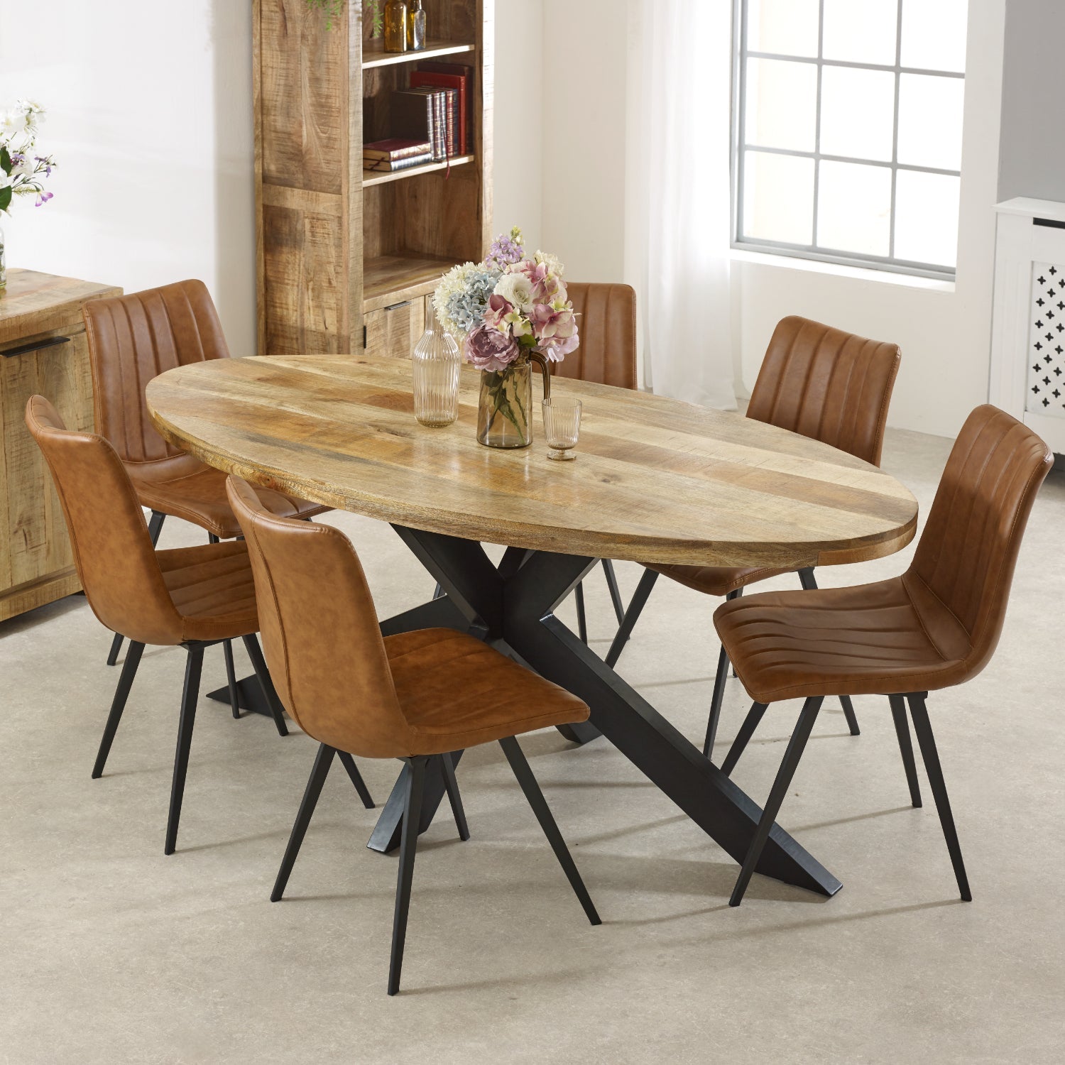 Merlin Mango Wooden 6 8 Seater Oval Dining Table