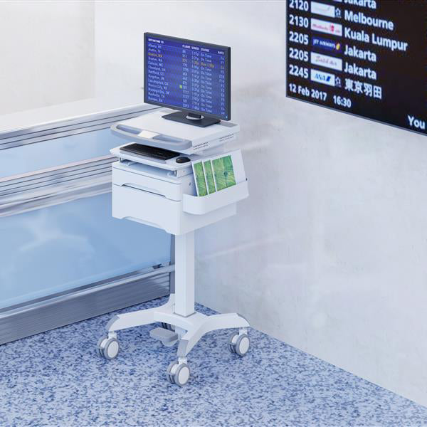 ProperAV Mobile Medical Trolley Cart with Two Drawers