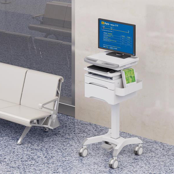 ProperAV Mobile Medical Trolley Cart with Two Drawers