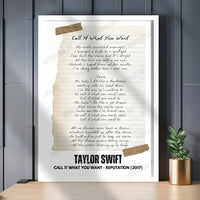 Taylor Swift "Call It What You Want" Lyric Poster