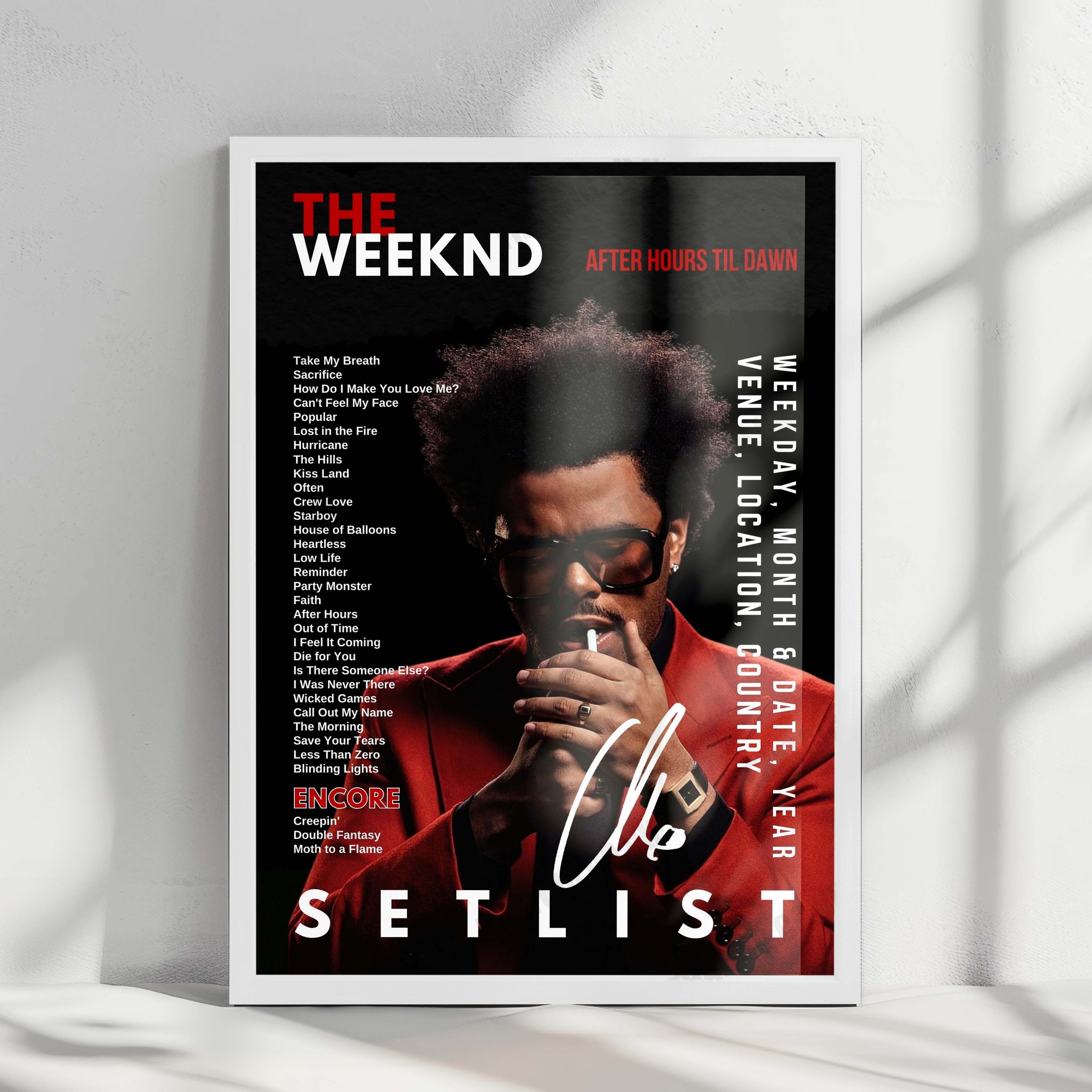 The Weeknd Setlist Poster - Jacob K. Javits Convention Center, New York - May 12th, 2025