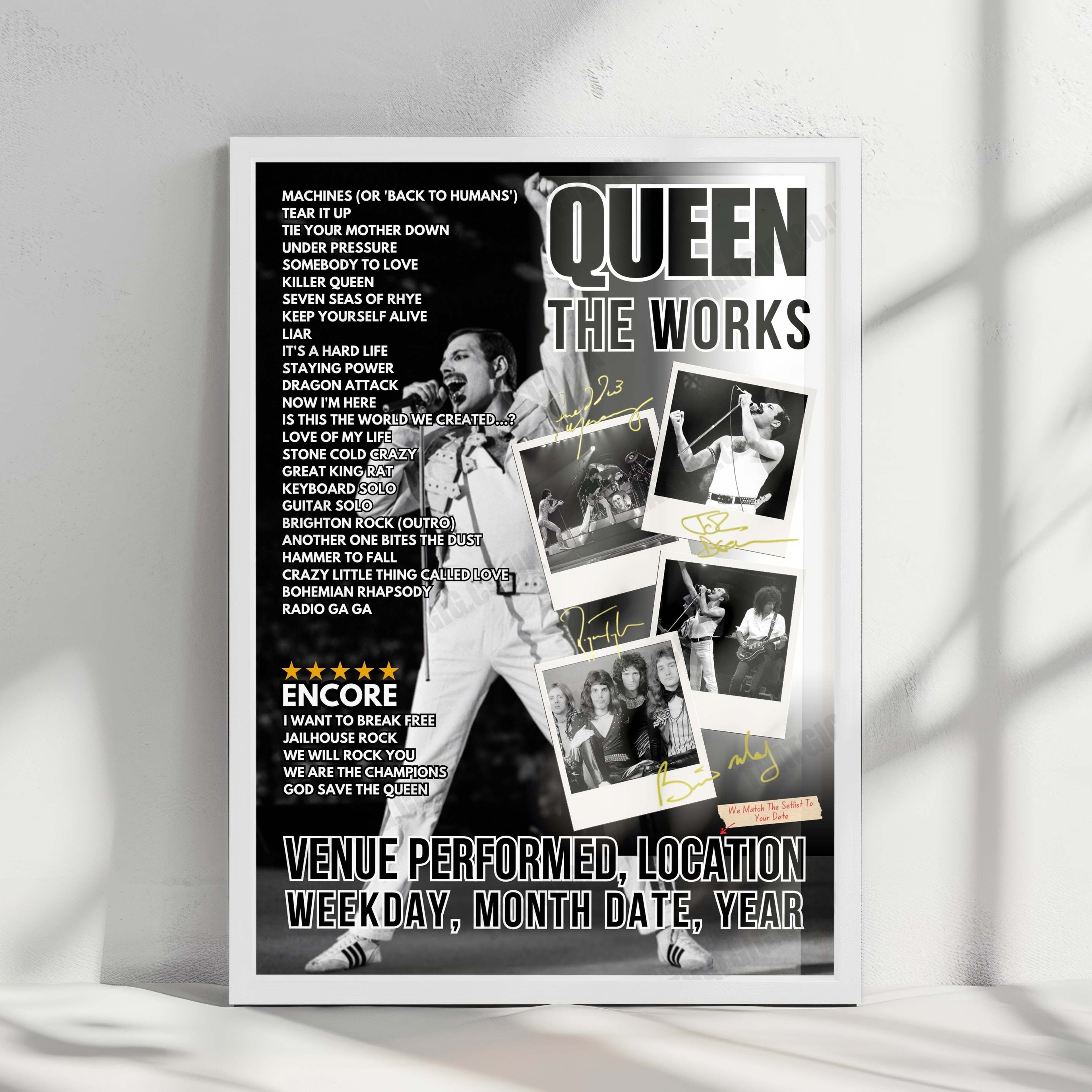 Queen Setlist Poster - Kyuuden Kinen Taiikukan, Fukuoka - October 19th, 1982