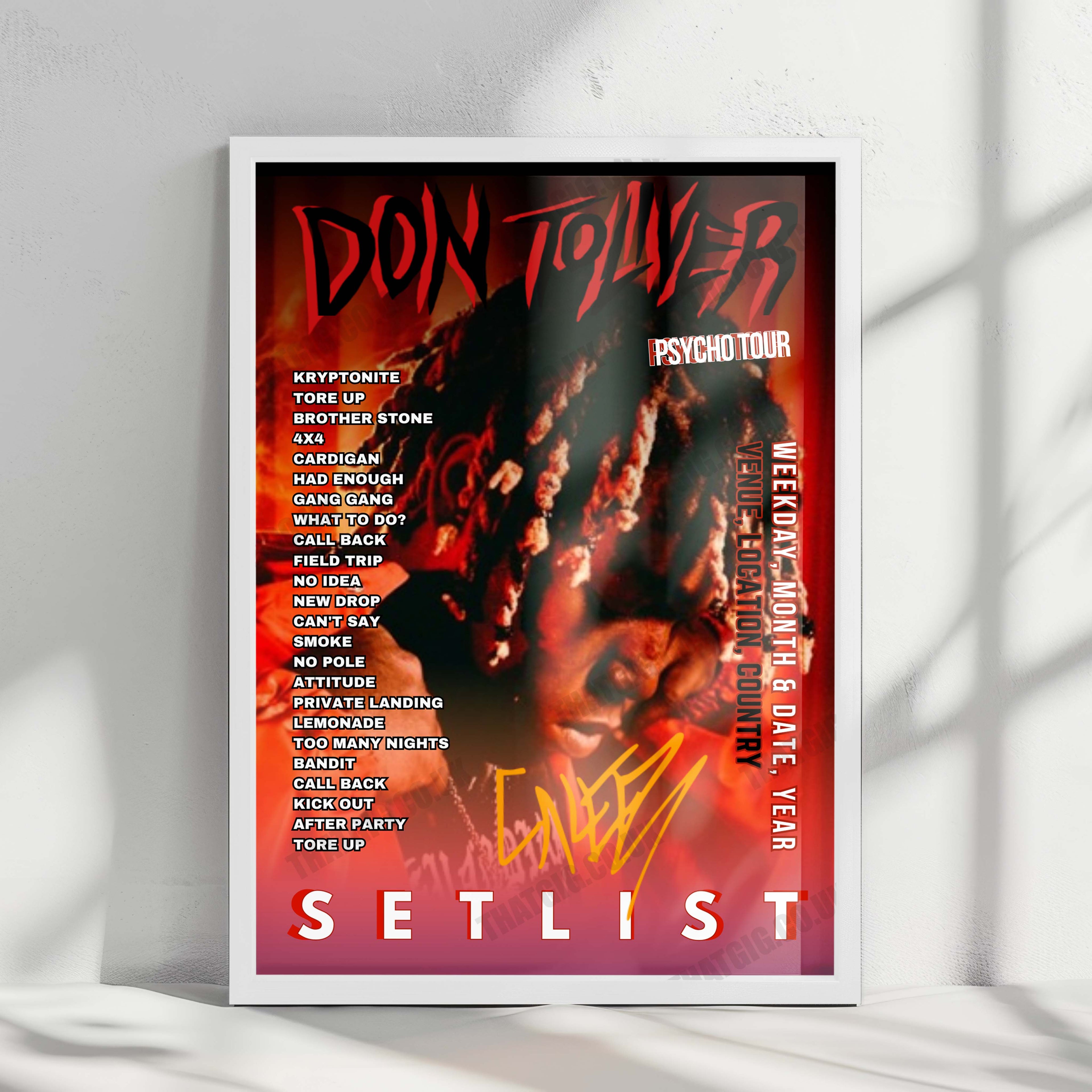 Don Toliver Setlist Poster - Credit Union 1 Arena, Chicago - November 18th, 2024