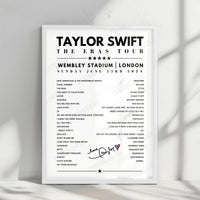 Taylor Swift Setlist Poster - Wembley Stadium, London, June 23rd 2024