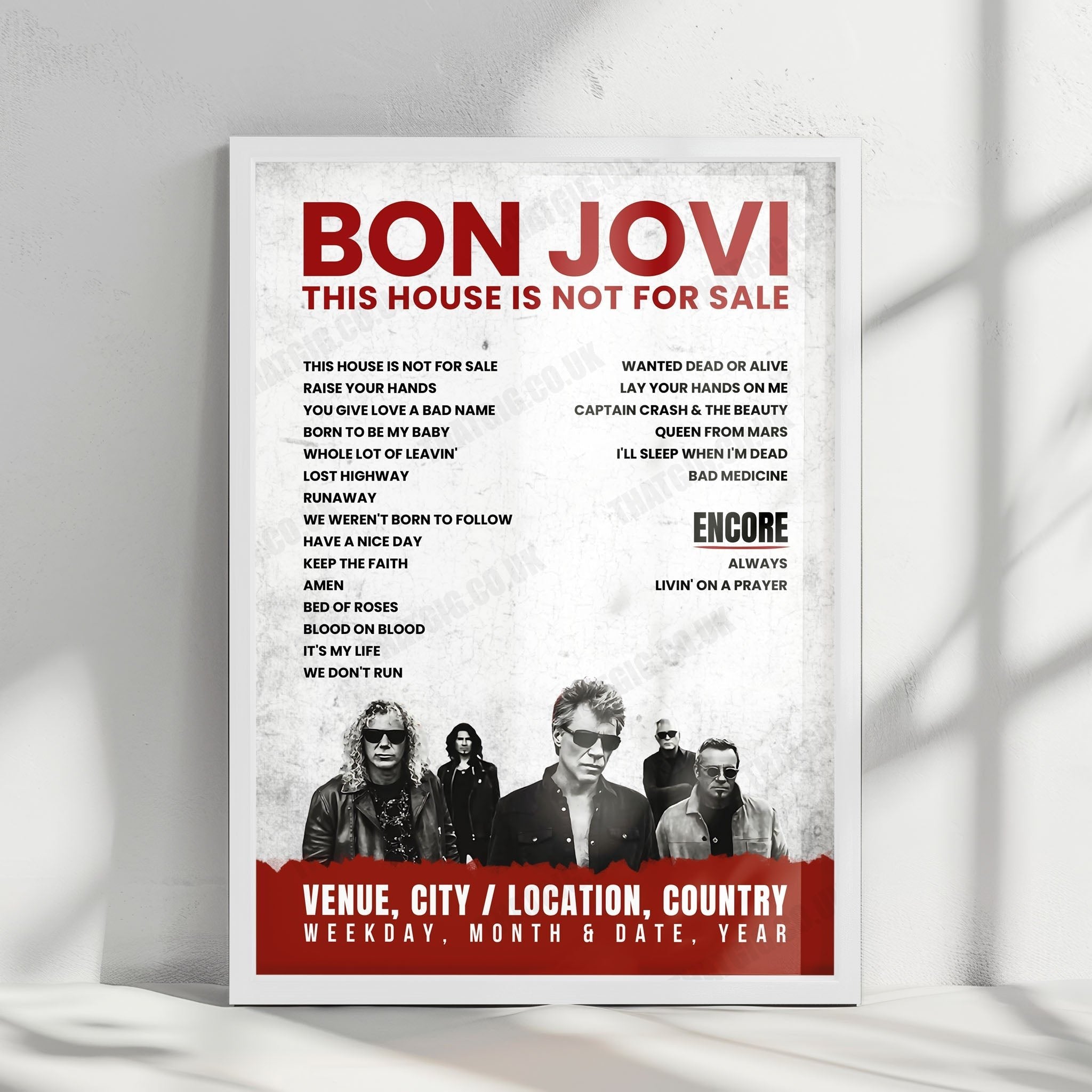 Bon Jovi Setlist Poster - Verizon Arena, North Little Rock - March 20th, 2018