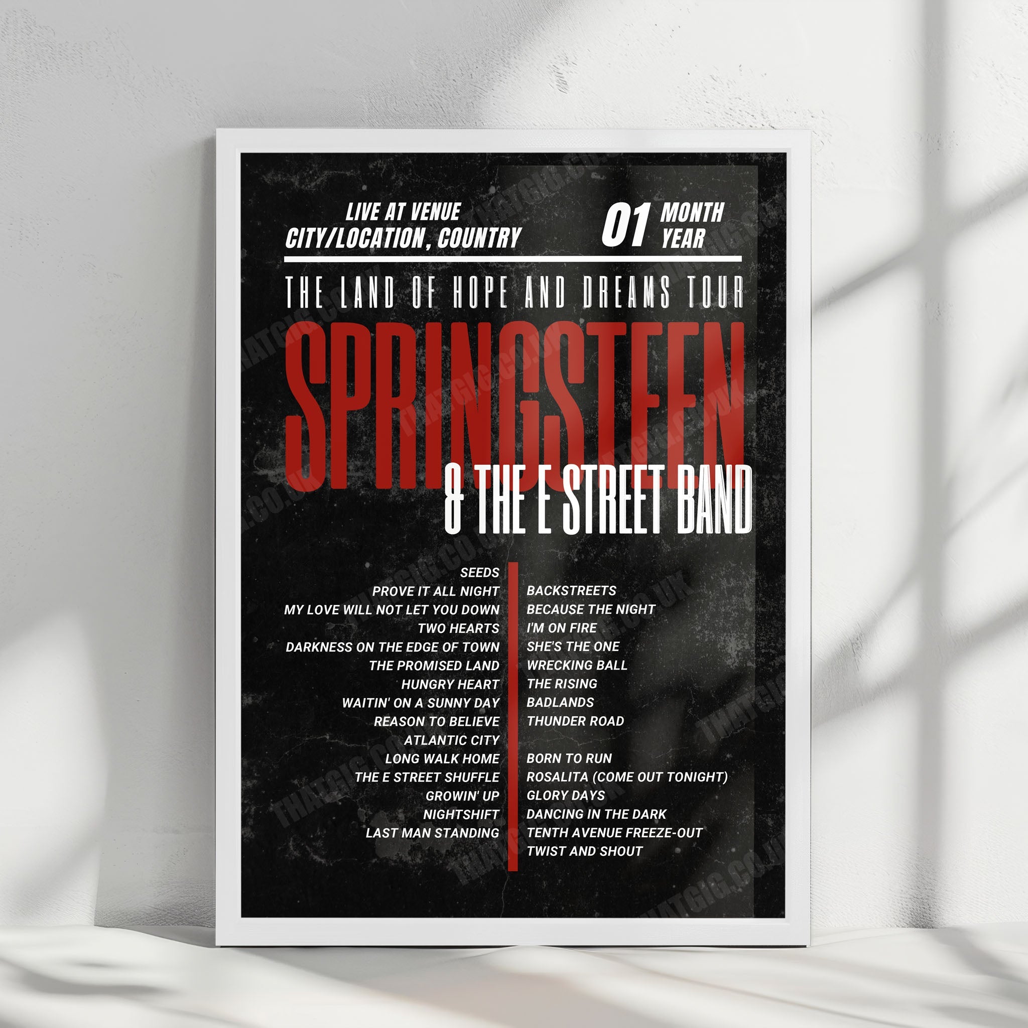 Bruce Springsteen Setlist Poster - Stade Pierre-Mauroy, Villeneuve-d'Ascq - May 24th, 2025