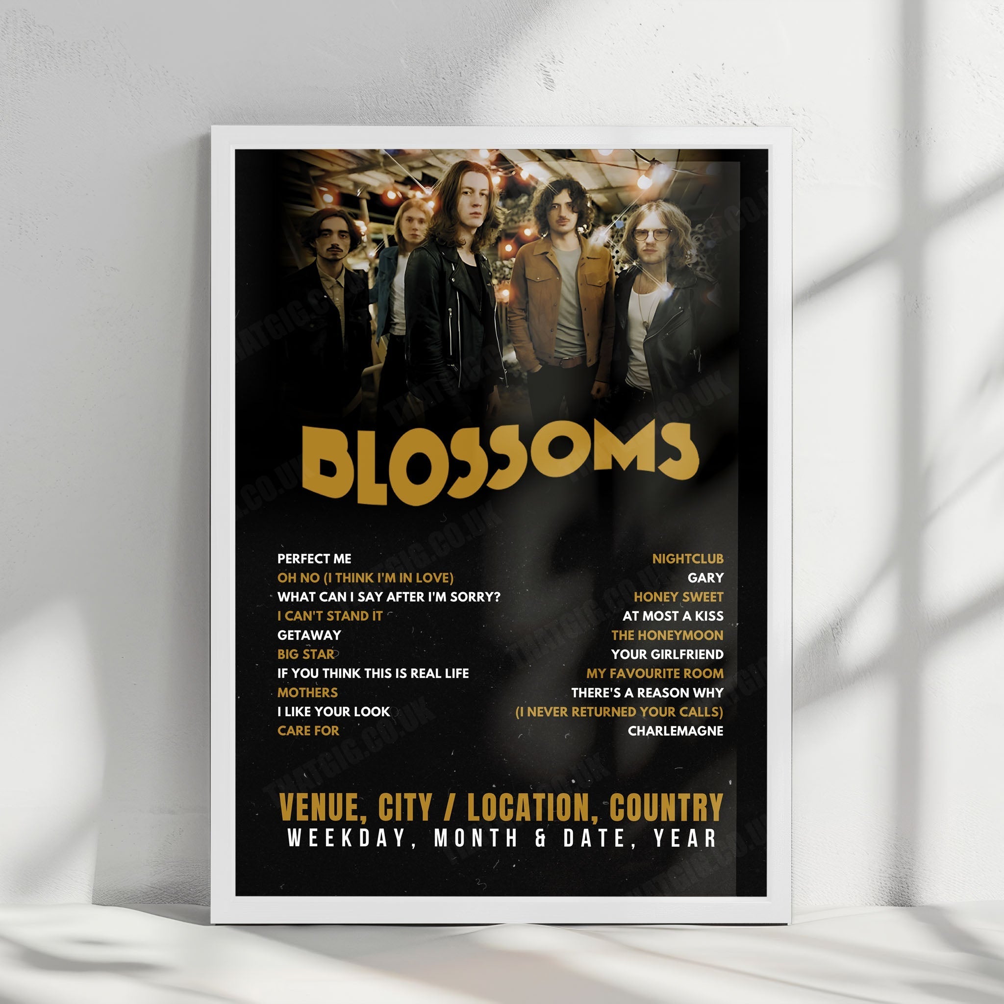 Blossoms Setlist Poster - Grosse Freiheit 36, Hamburg - May 6th, 2025