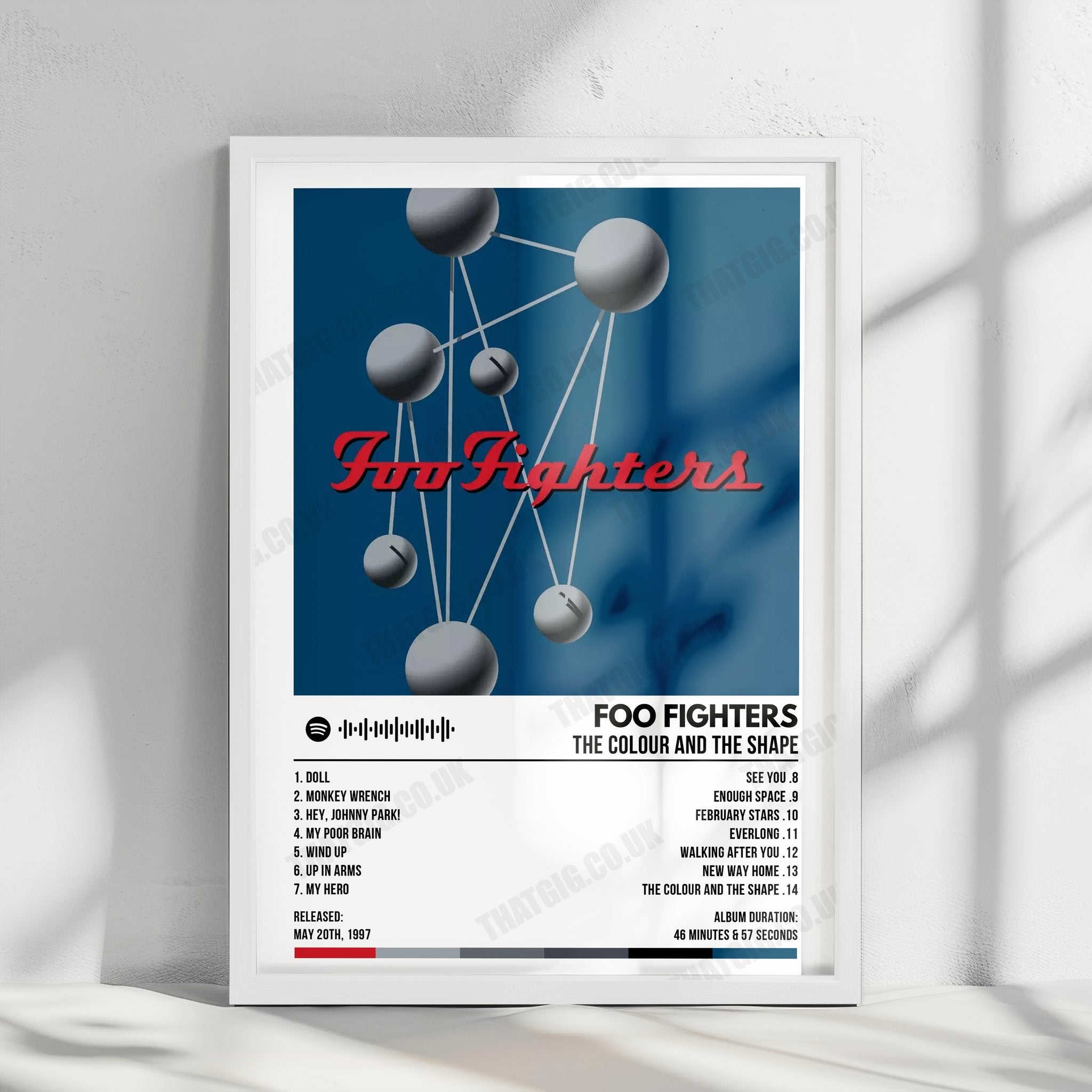 Foo Fighters "The Colour and the Shape" Album Cover Poster - with Complete Tracklist