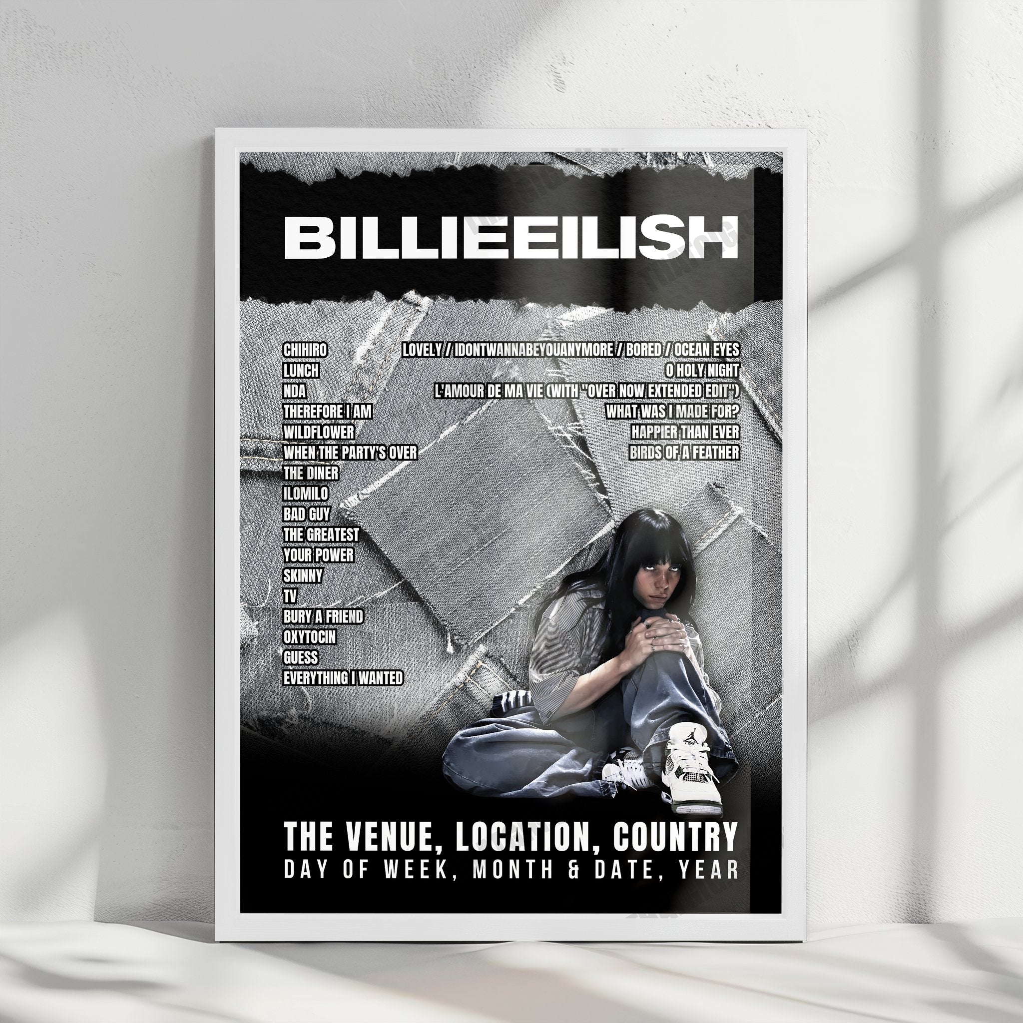 Billie Eilish Setlist Poster - Wells Fargo Center, Philadelphia - October 5th, 2024
