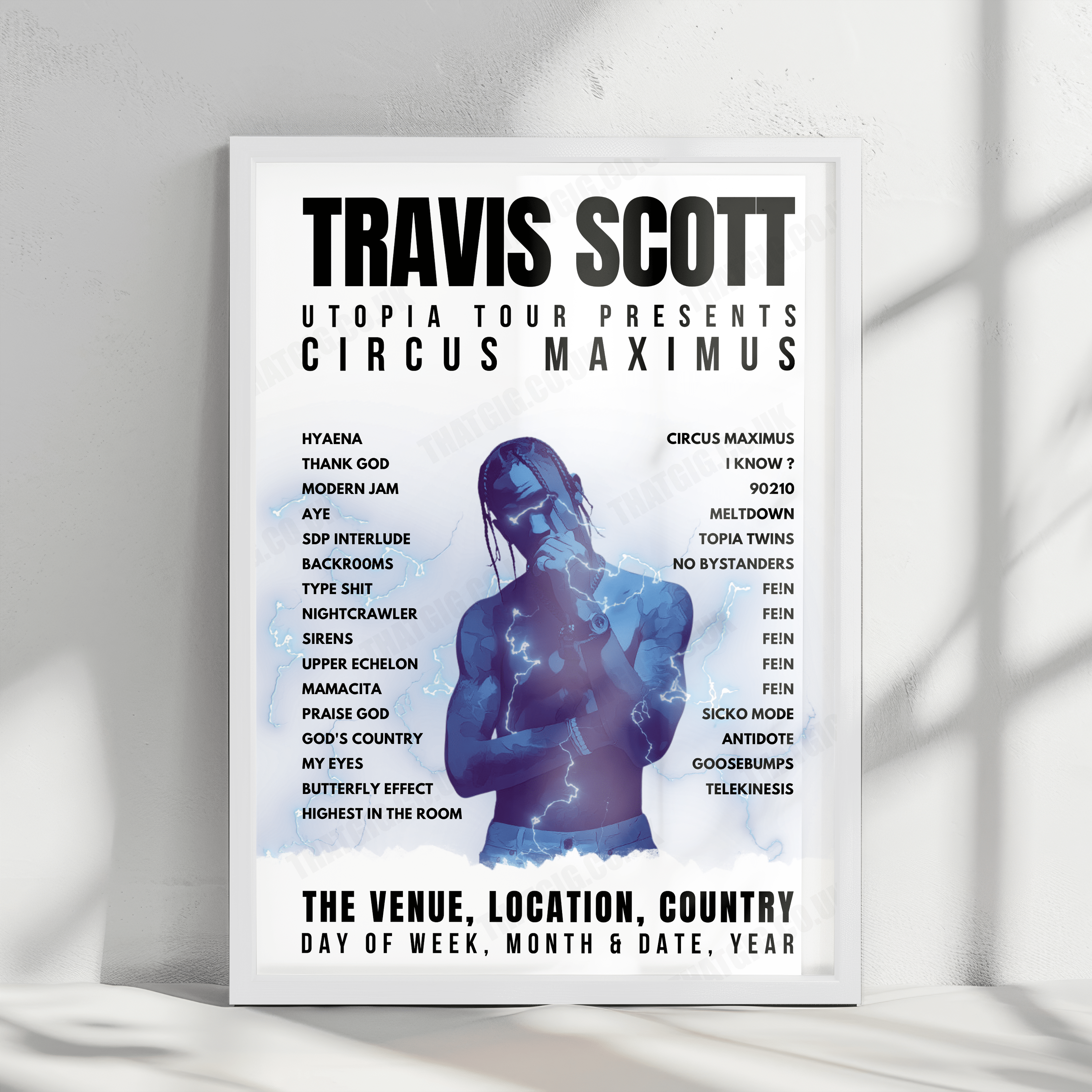 Travis Scott Setlist Poster - Coliseo José Miguel Agrelot, San Juan - September 18th, 2024