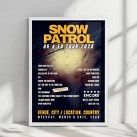 Snow Patrol Setlist Poster - The SSE Arena Belfast, Belfast - February 27th, 2025