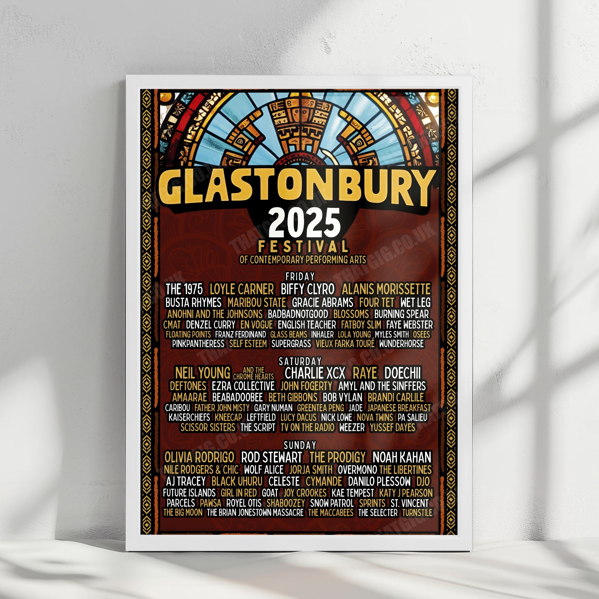 Glastonbury 2025 Line-up Poster - Worthy Farm, Pilton - June 27th–29th, 2025
