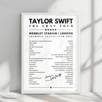 Taylor Swift Setlist Poster - Wembley, London - 15th August 2024