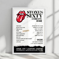 The Rolling Stones Setlist Poster - Ernst Happel Stadion, Vienna, Austria - July 15th, 2022