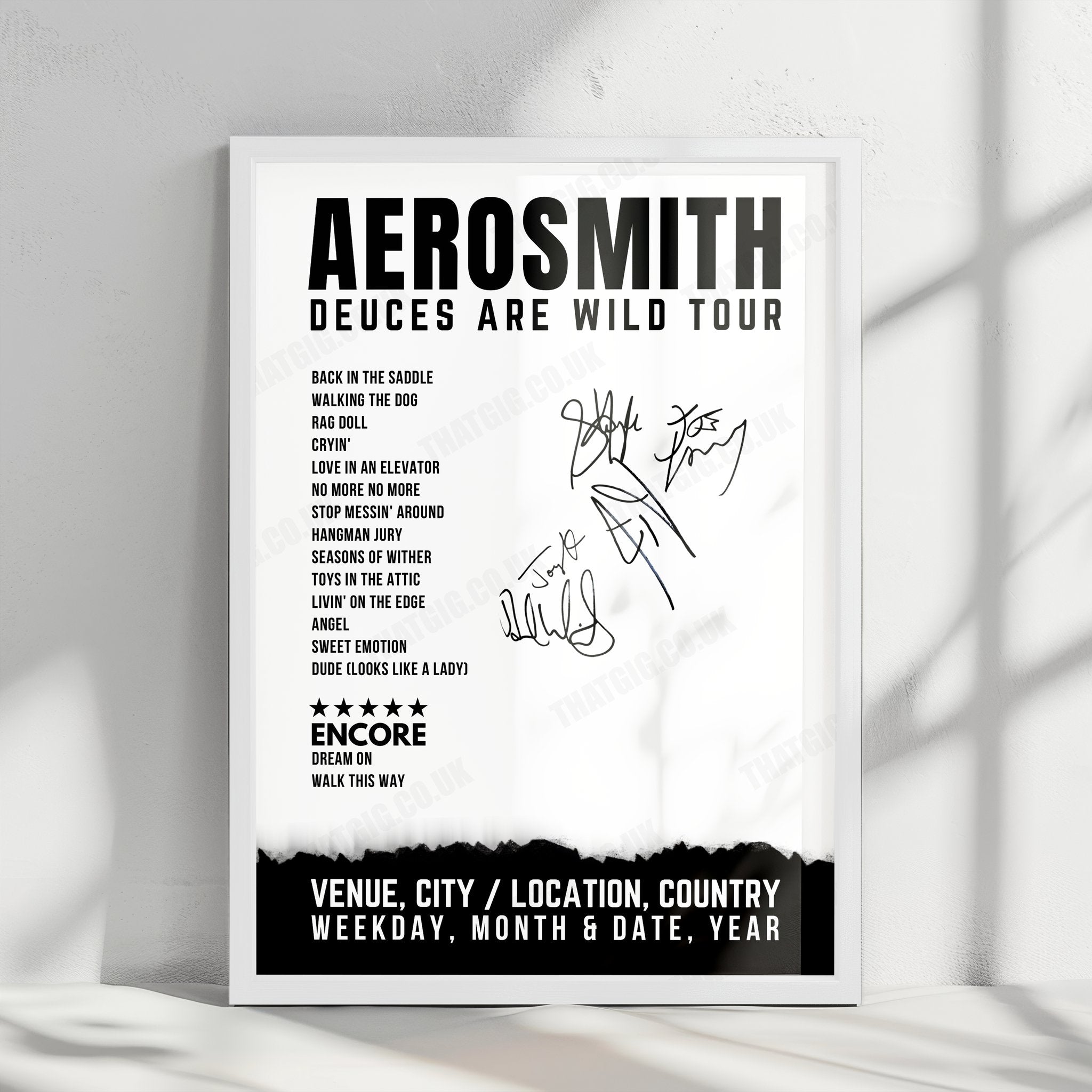 Aerosmith Setlist Poster - Park Theater at Park MGM, Las Vegas - February 3rd, 2020