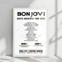 Bon Jovi Setlist Poster - Toyota Center, Houston - April 26th, 2022