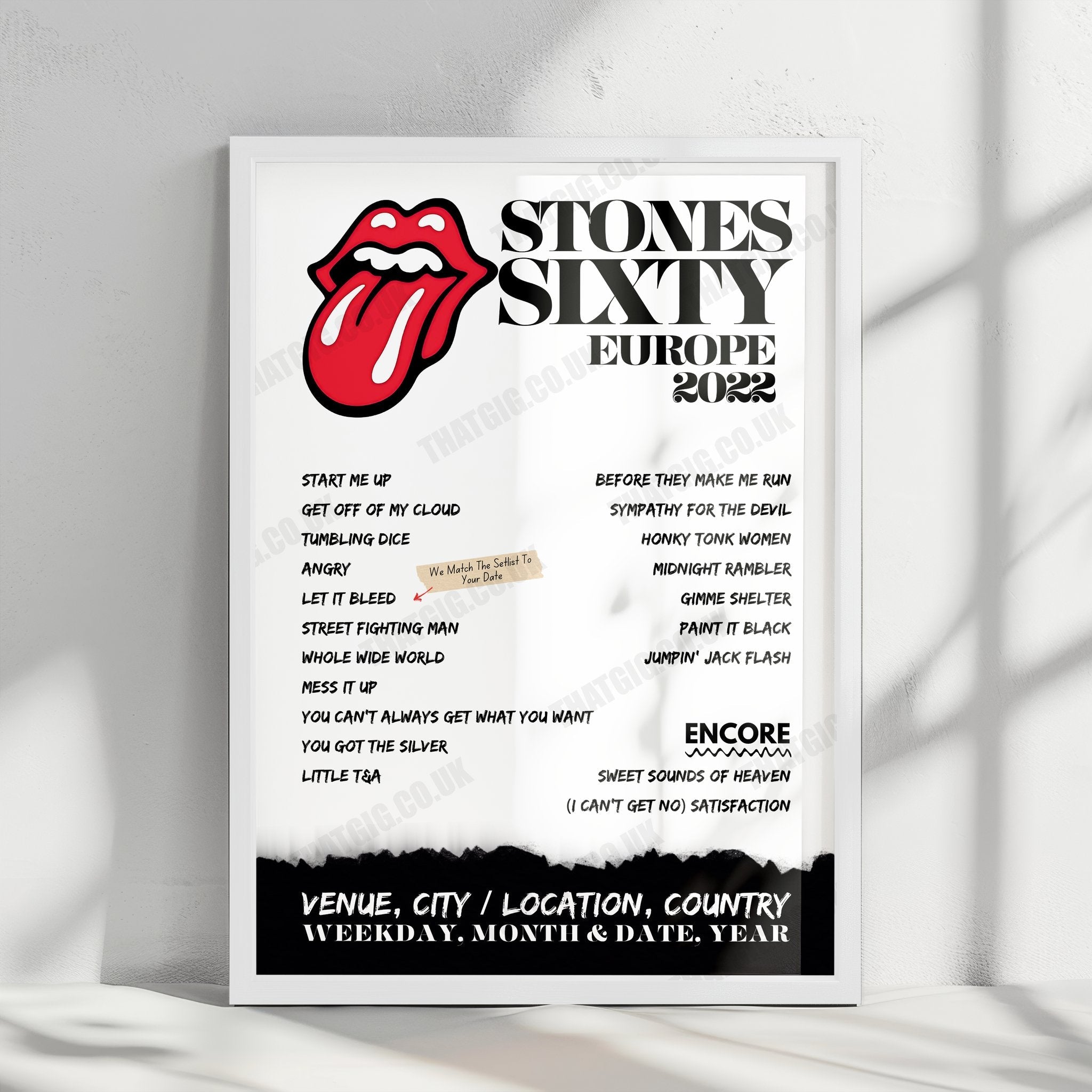 The Rolling Stones Setlist Poster - Stadio Giuseppe Meazza, Milan, Italy - June 21st, 2022