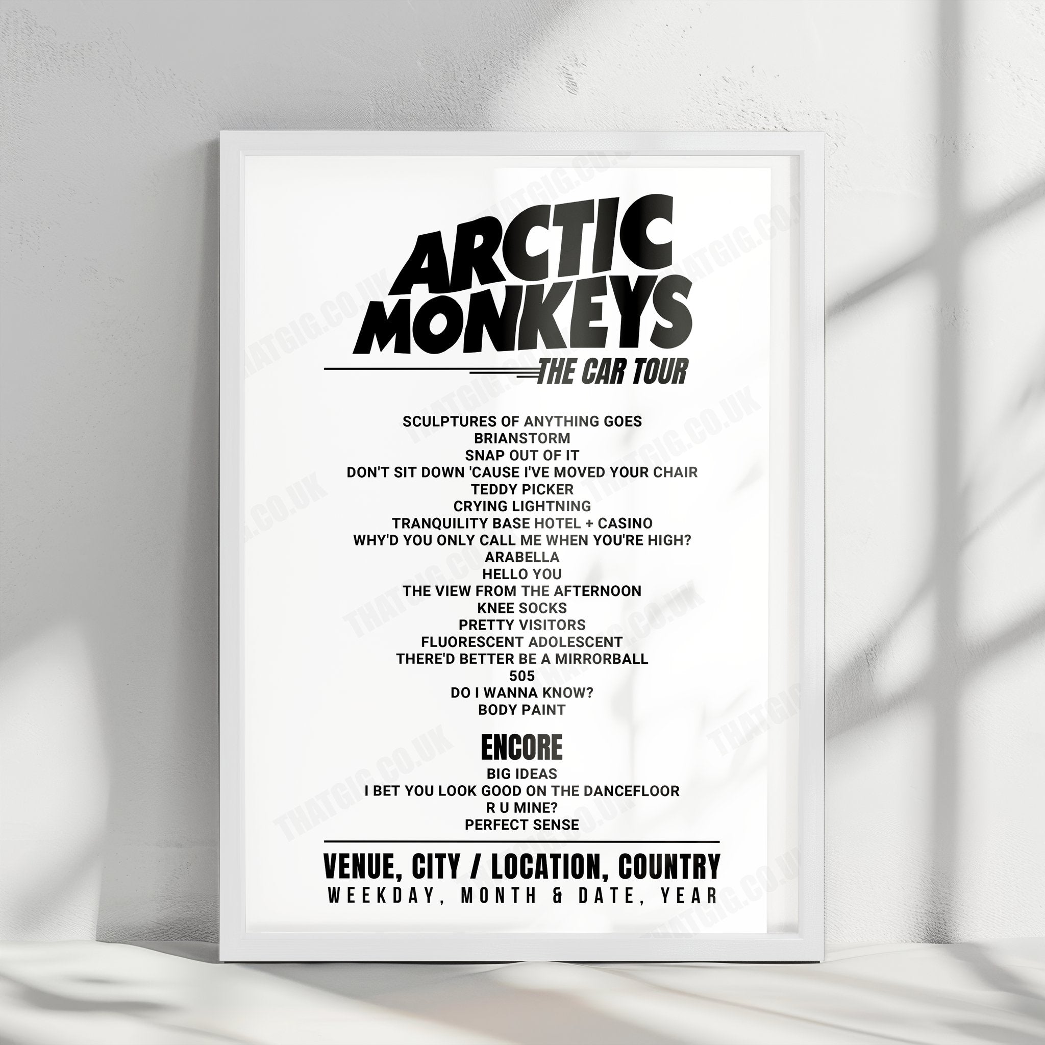 Arctic Monkeys Setlist Poster - Minneapolis Armory, Minneapolis - August 26th, 2023