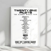 twenty one pilots Setlist Poster - Scotiabank Arena, Toronto - September 27th, 2024
