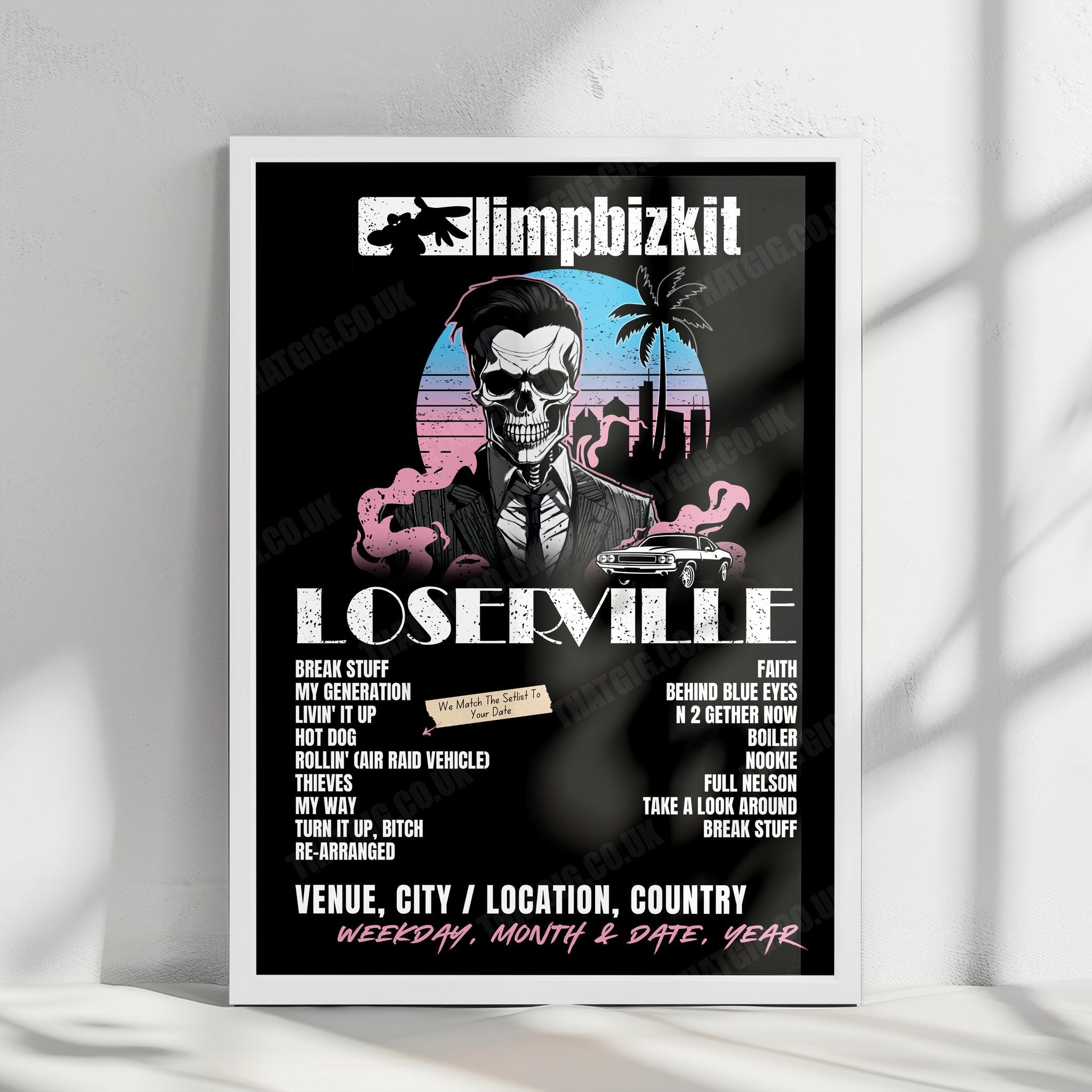 Limp Bizkit Setlist Poster - Xfinity Center, Mansfield, MA, USA - July 31st, 2024