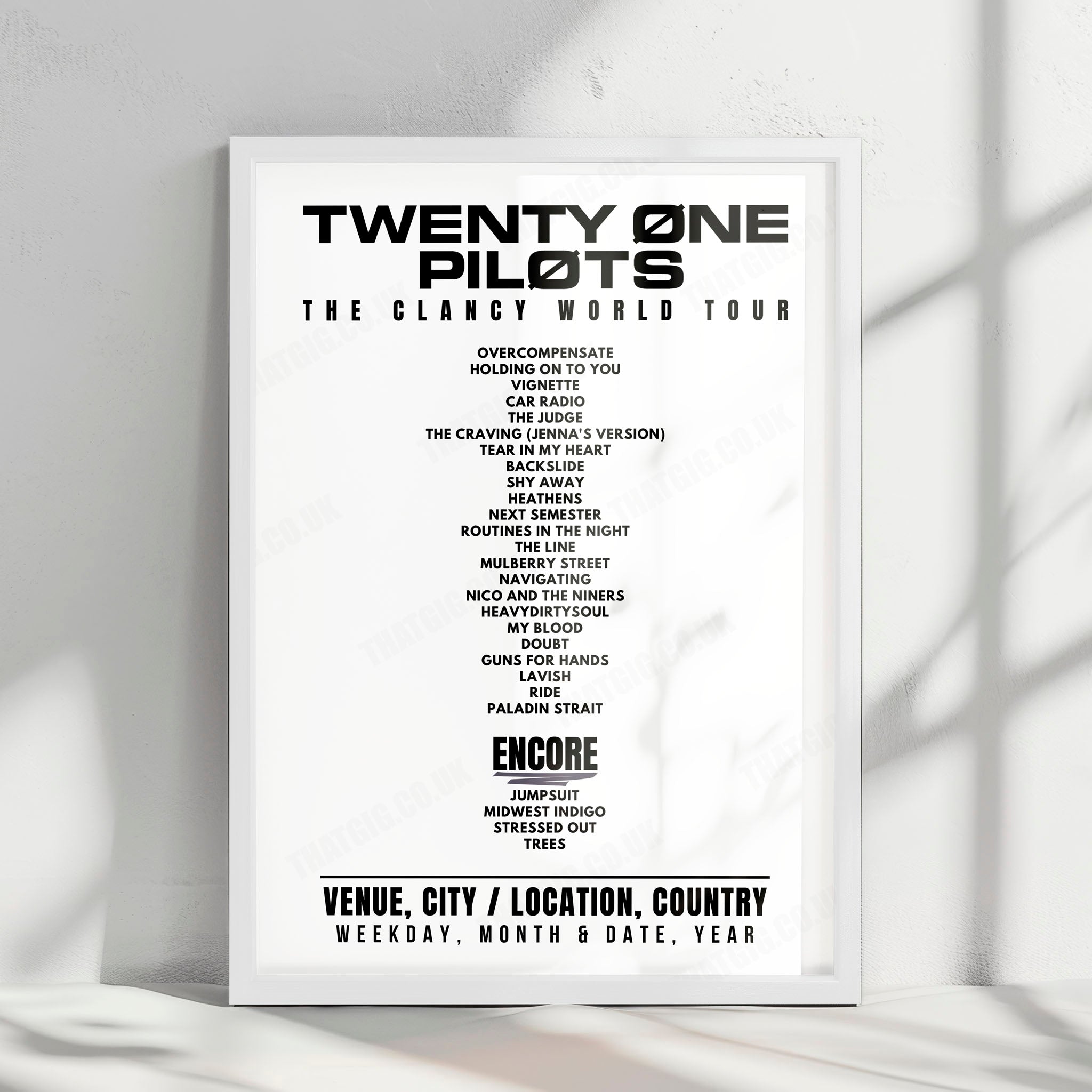 twenty one pilots Setlist Poster - Olympiahalle, Munich - April 27th, 2025