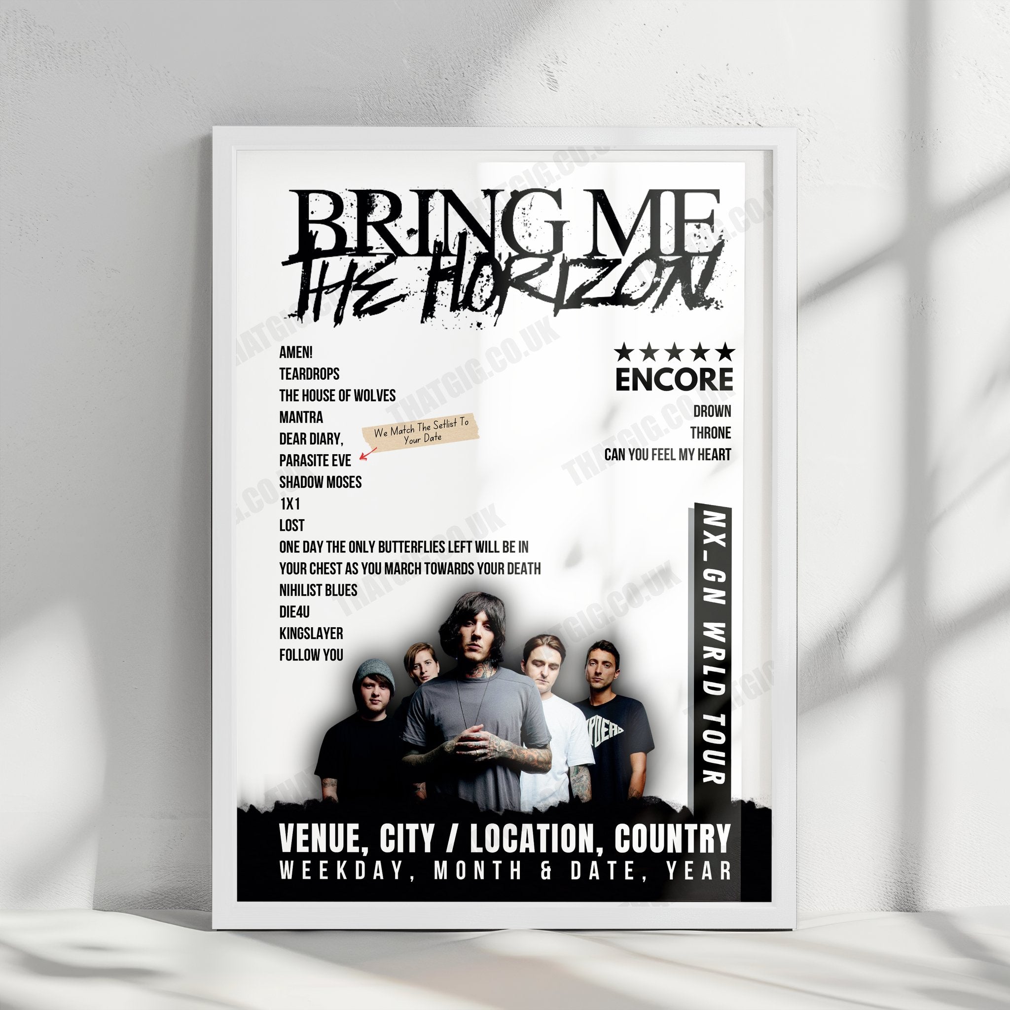 Bring Me the Horizon Setlist Poster - Carnaval Circuit Ancol, Jakarta - August 25th, 2024