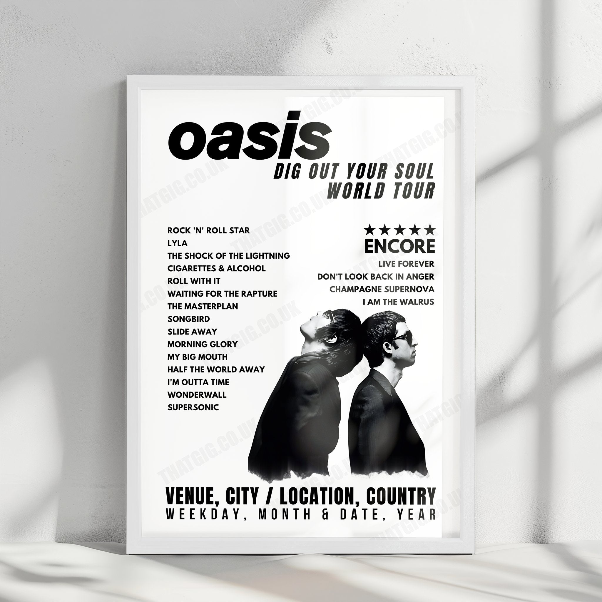 Oasis Setlist Poster - Wembley Arena, London - October 17th, 2008