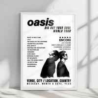 Oasis Setlist Poster - Le Zénith, Toulouse - February 17th, 2009