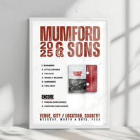 Mumford & Sons Setlist Poster - The Bavarian York St, Sydney - March 16th, 2025