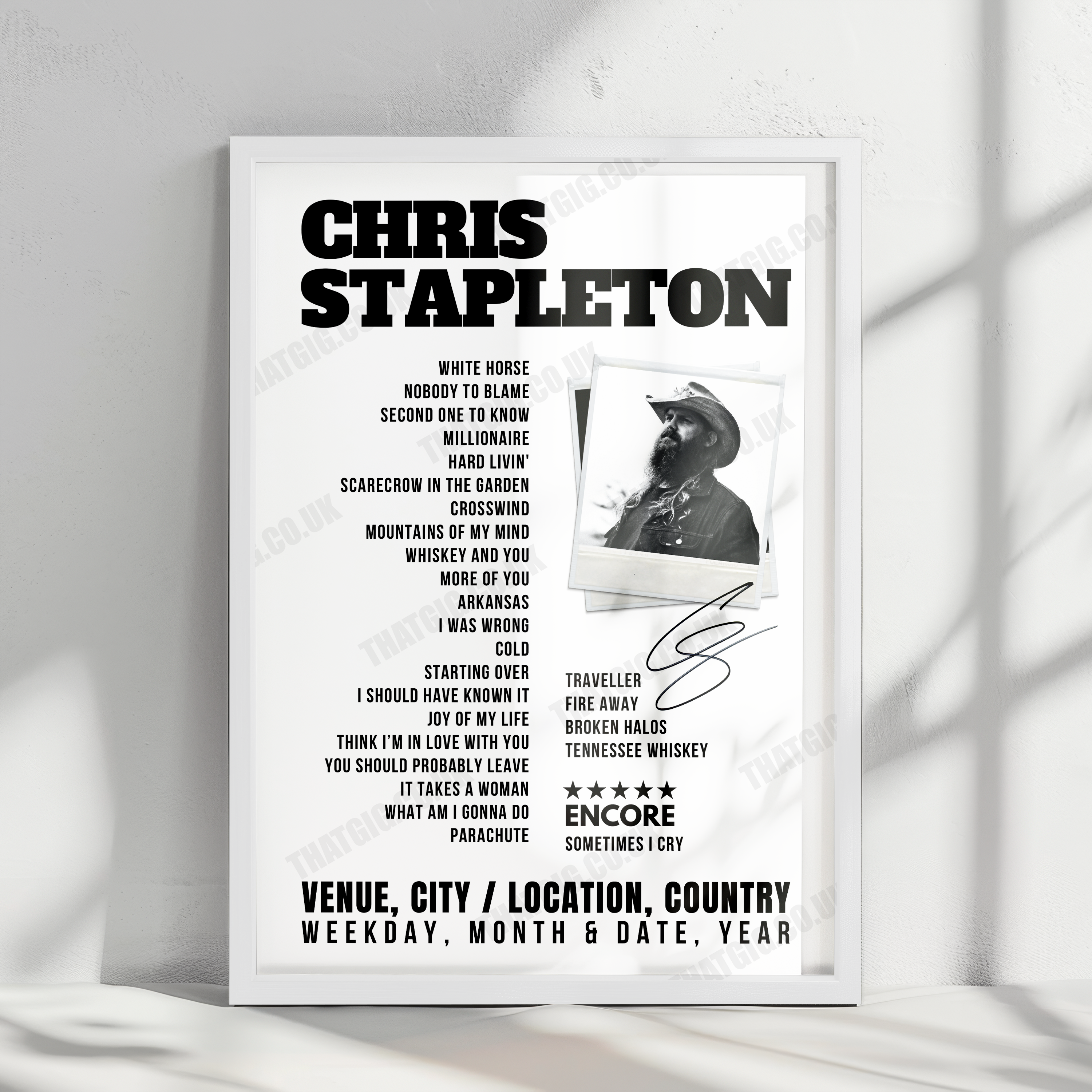 Chris Stapleton Setlist Poster - Van Andel Arena, Grand Rapids - June 12th, 2025