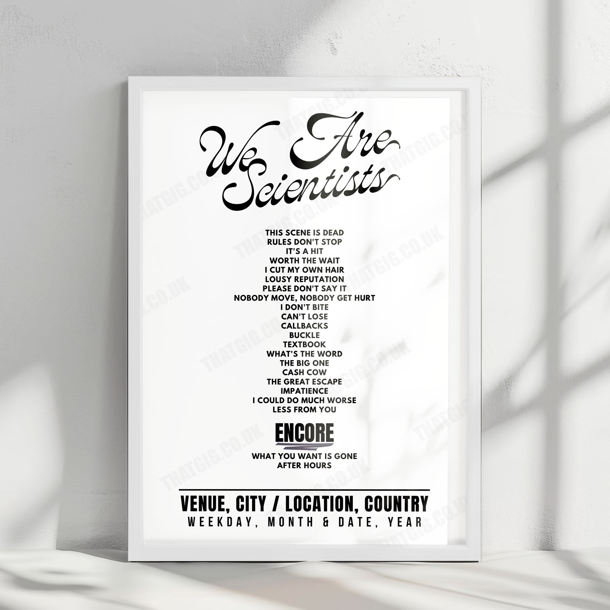 We Are Scientists Setlist Poster - Rescue Rooms, Nottingham - May 30th, 2025