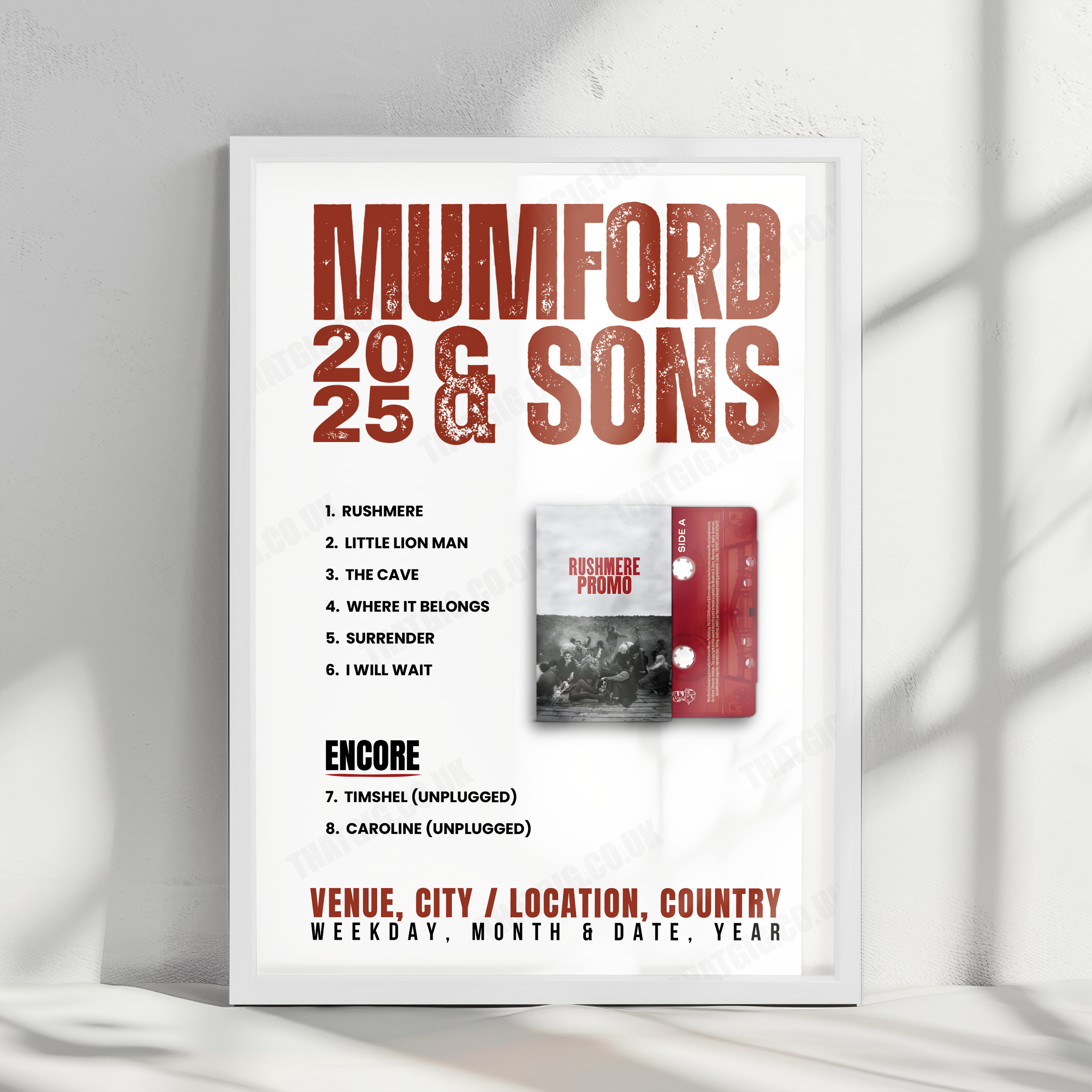 Mumford & Sons Setlist Poster - Billy Reid Store, Austin - October 7th, 2019