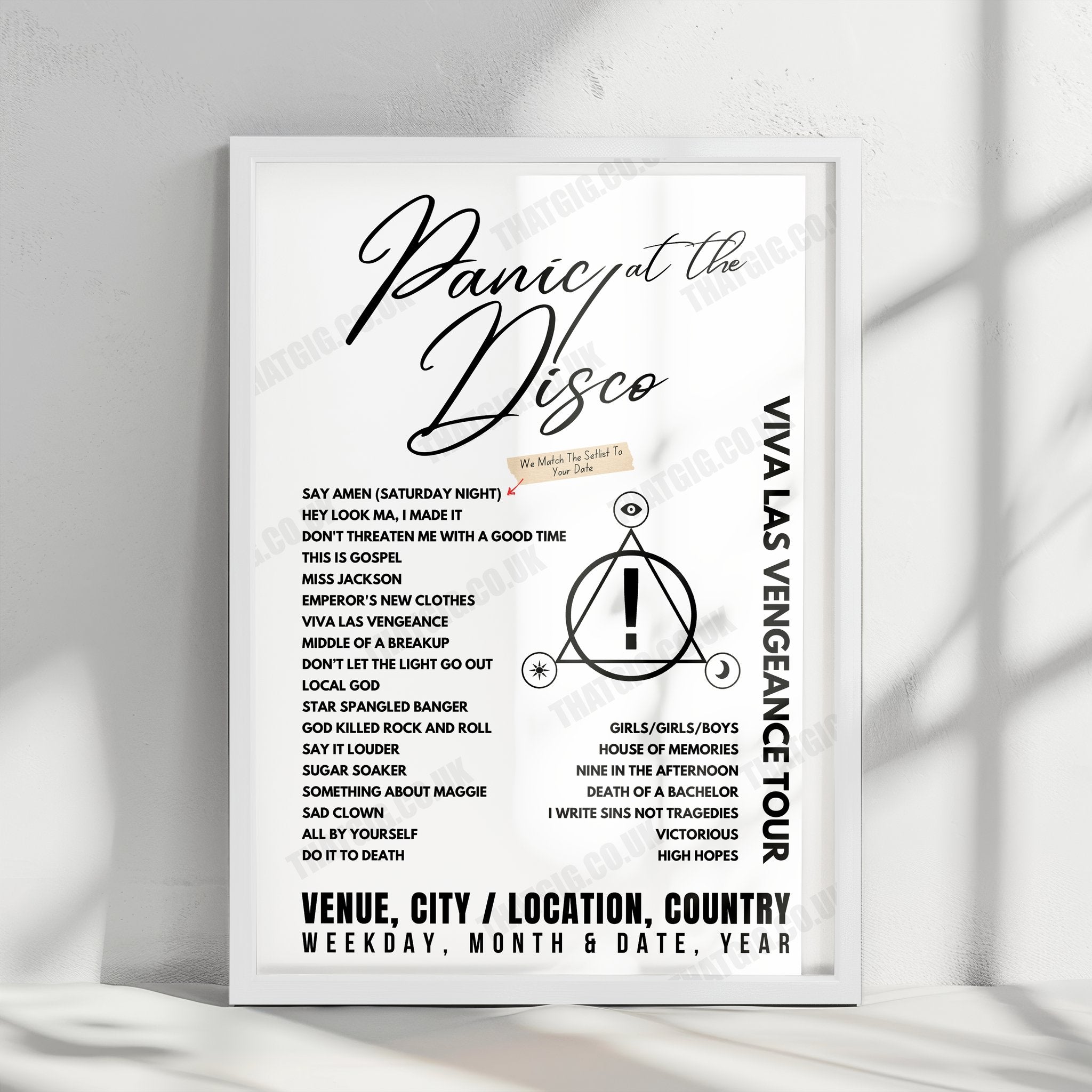 Panic! at the Disco Setlist Poster - The O2 Arena, London - March 7th, 2023
