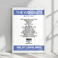 The Wombats Setlist Poster - Student Union Domain, Northumbria University, Newcastle upon Tyne - February 17th, 2025