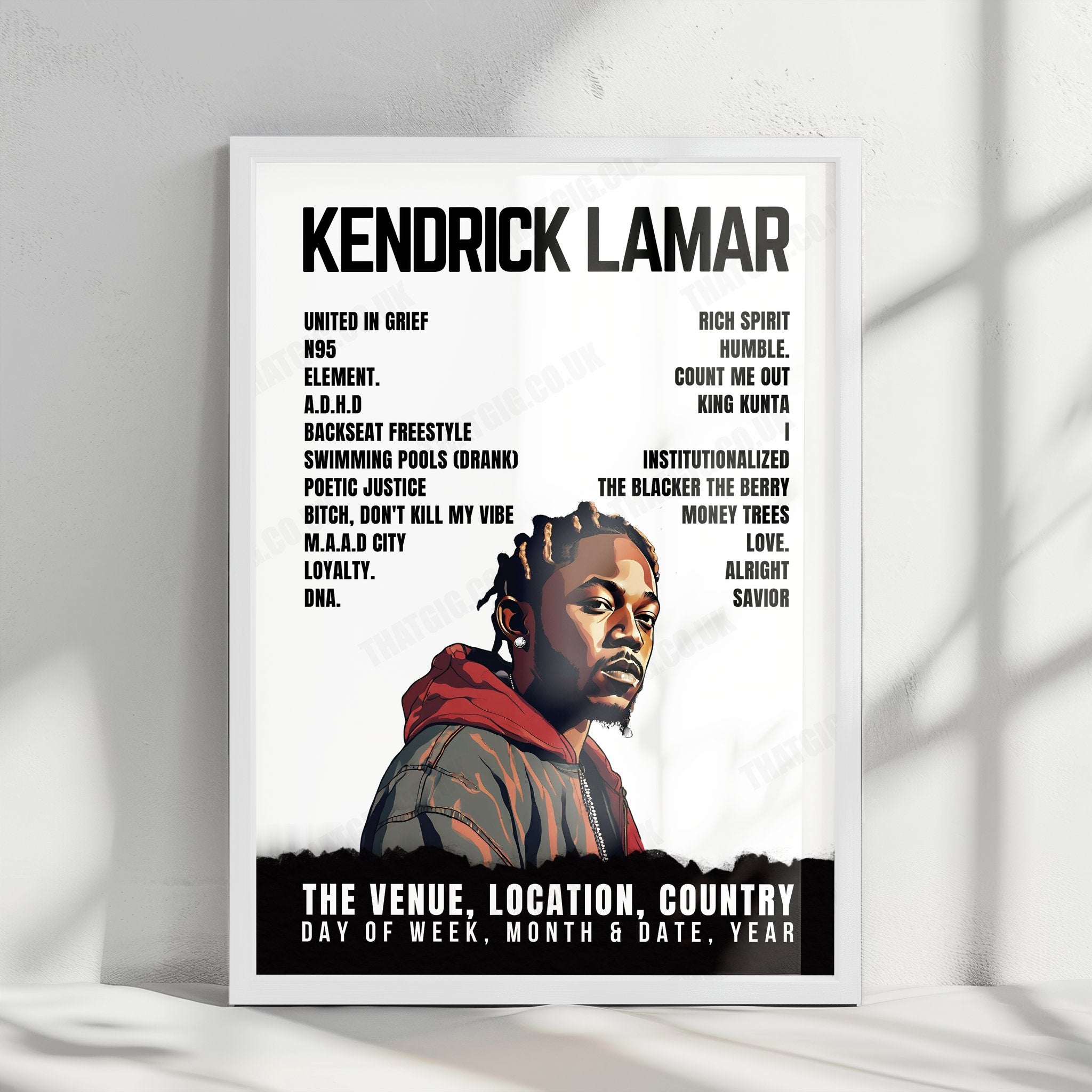 Kendrick Lamar Setlist Poster - First Direct Arena, Leeds - November 3rd, 2022