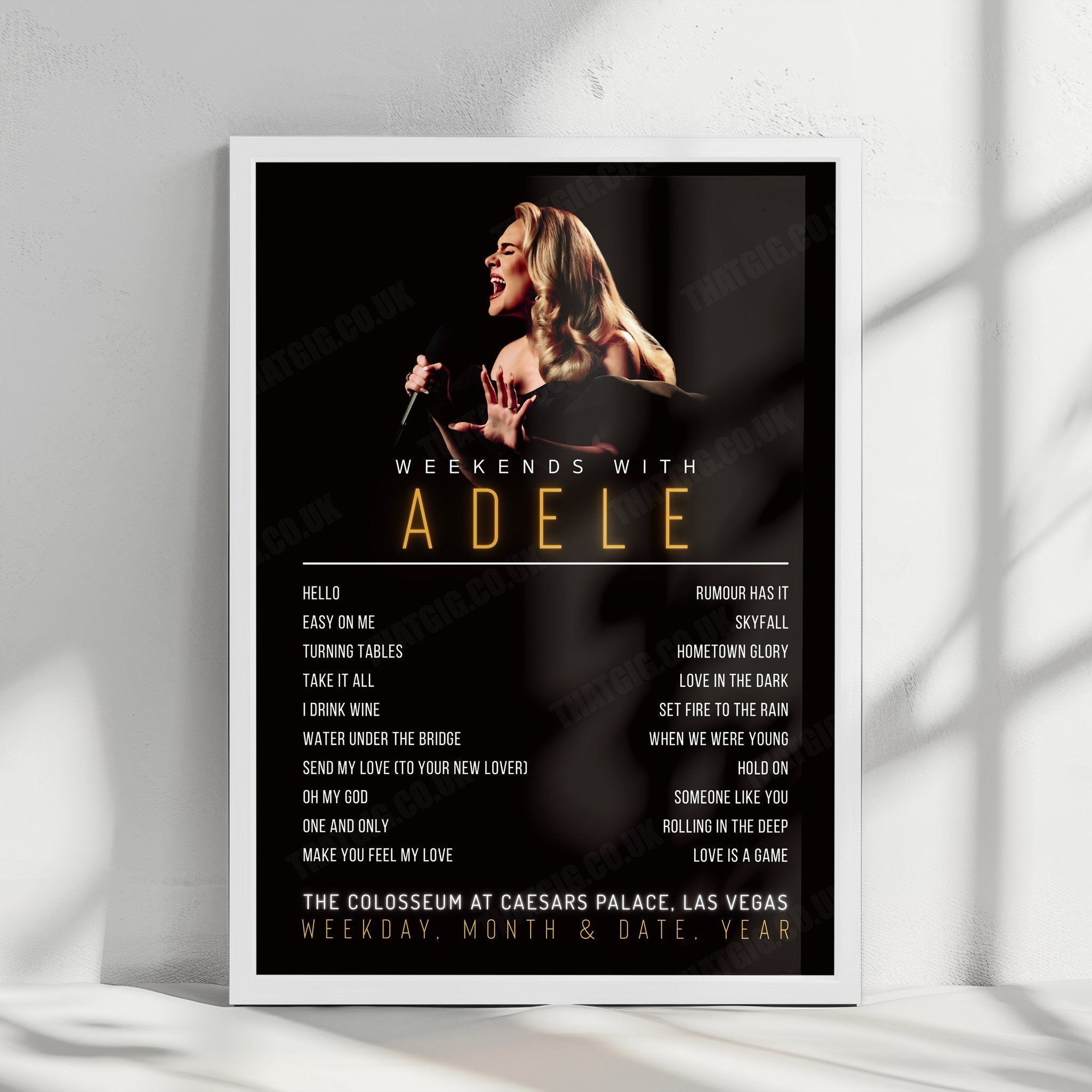 Adele Setlist Poster - The Colosseum at Caesars Palace, Las Vegas - August 18th, 2023