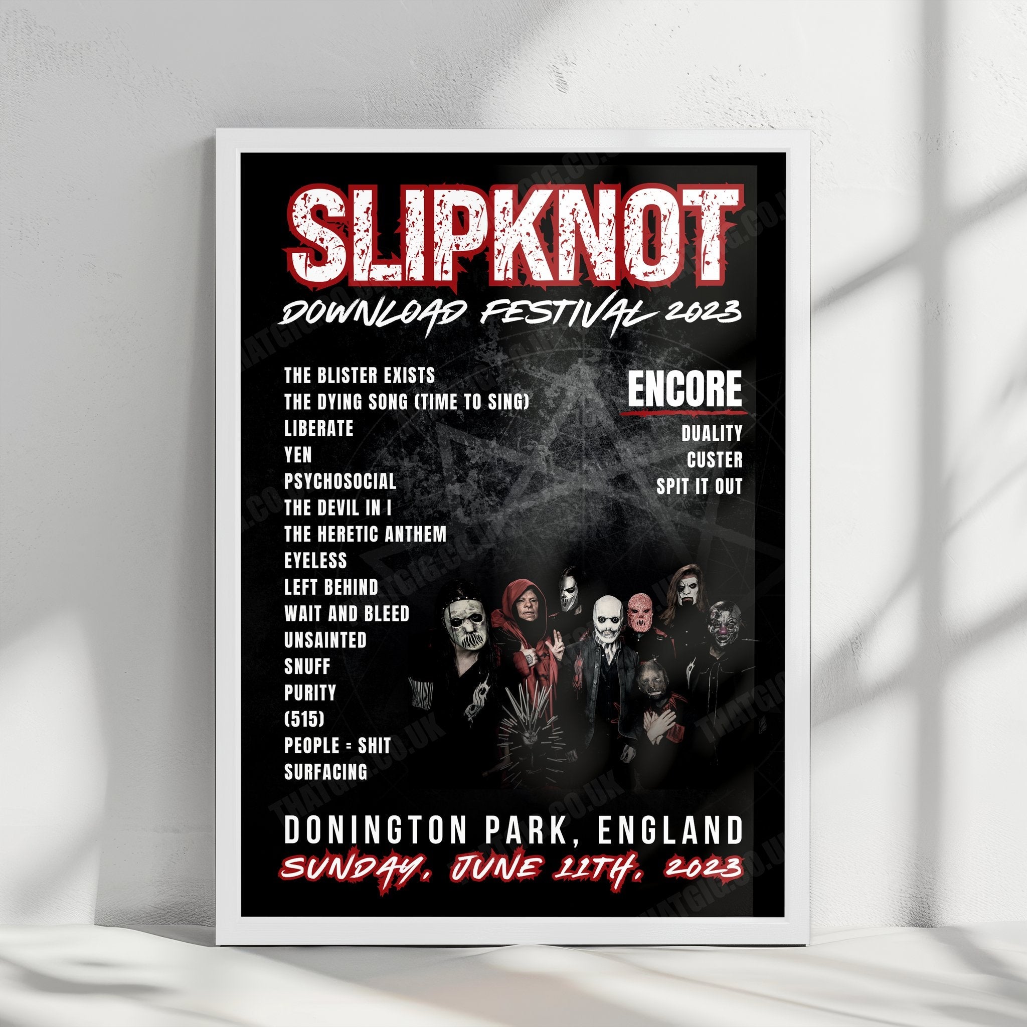 Slipknot Setlist Poster- Download Festival, Donington Park - June 11th, 2023