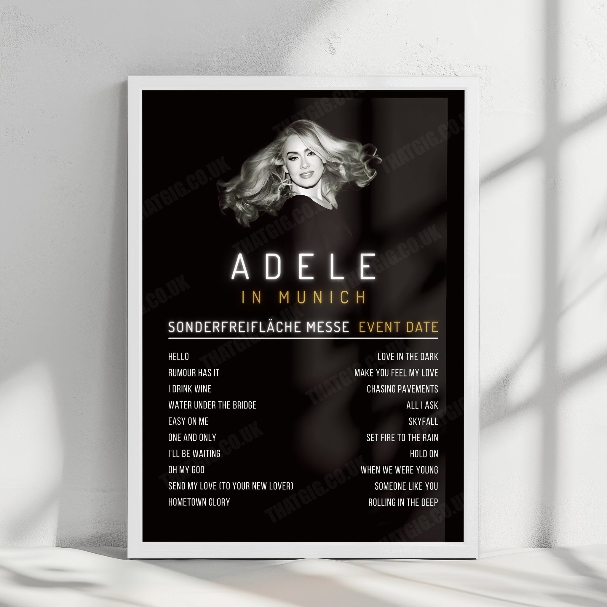 Adele Setlist Poster - Sonderfreifläche Messe, Munich - August 31st, 2024