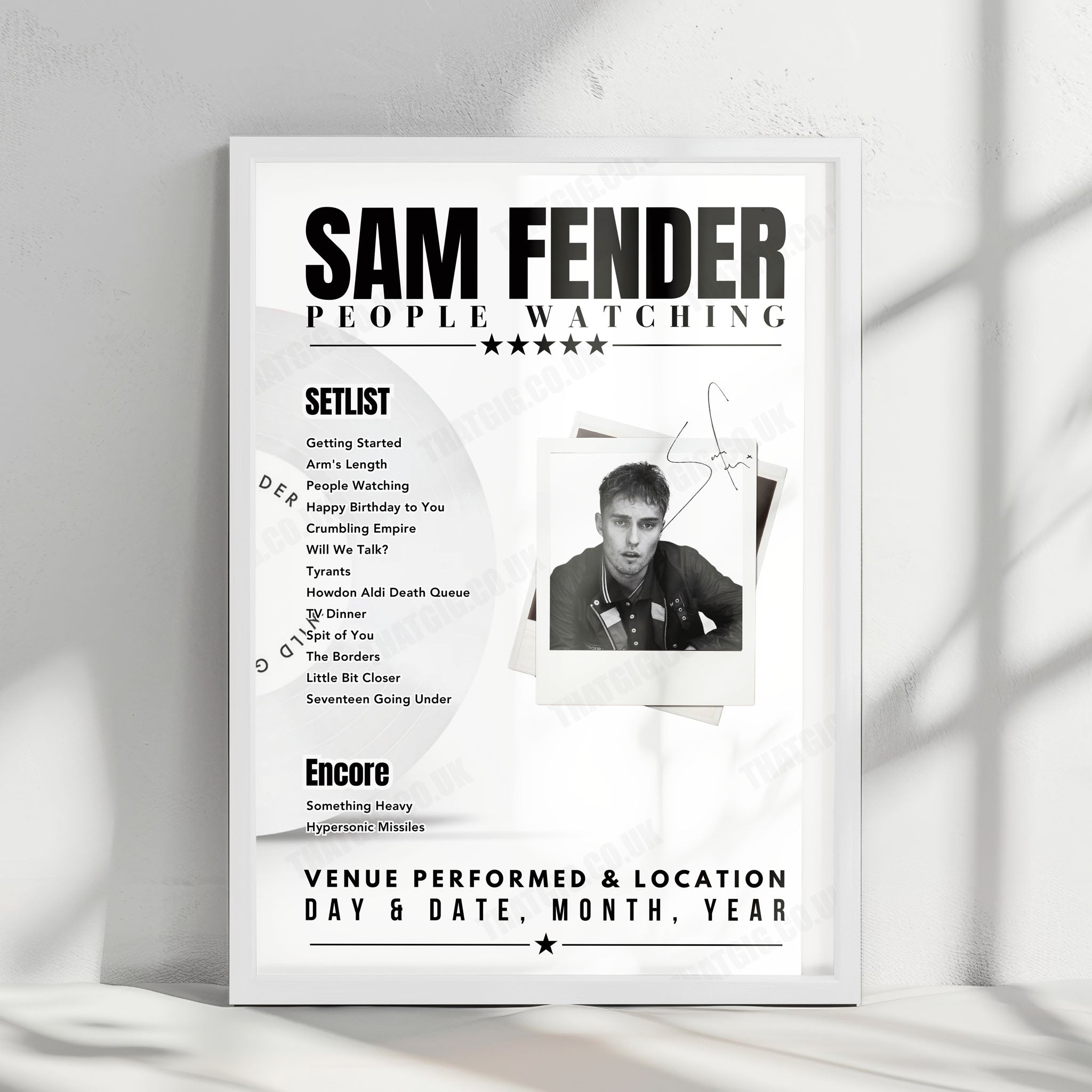 Sam Fender Setlist Poster - Zenith, Munich - March 12th, 2025