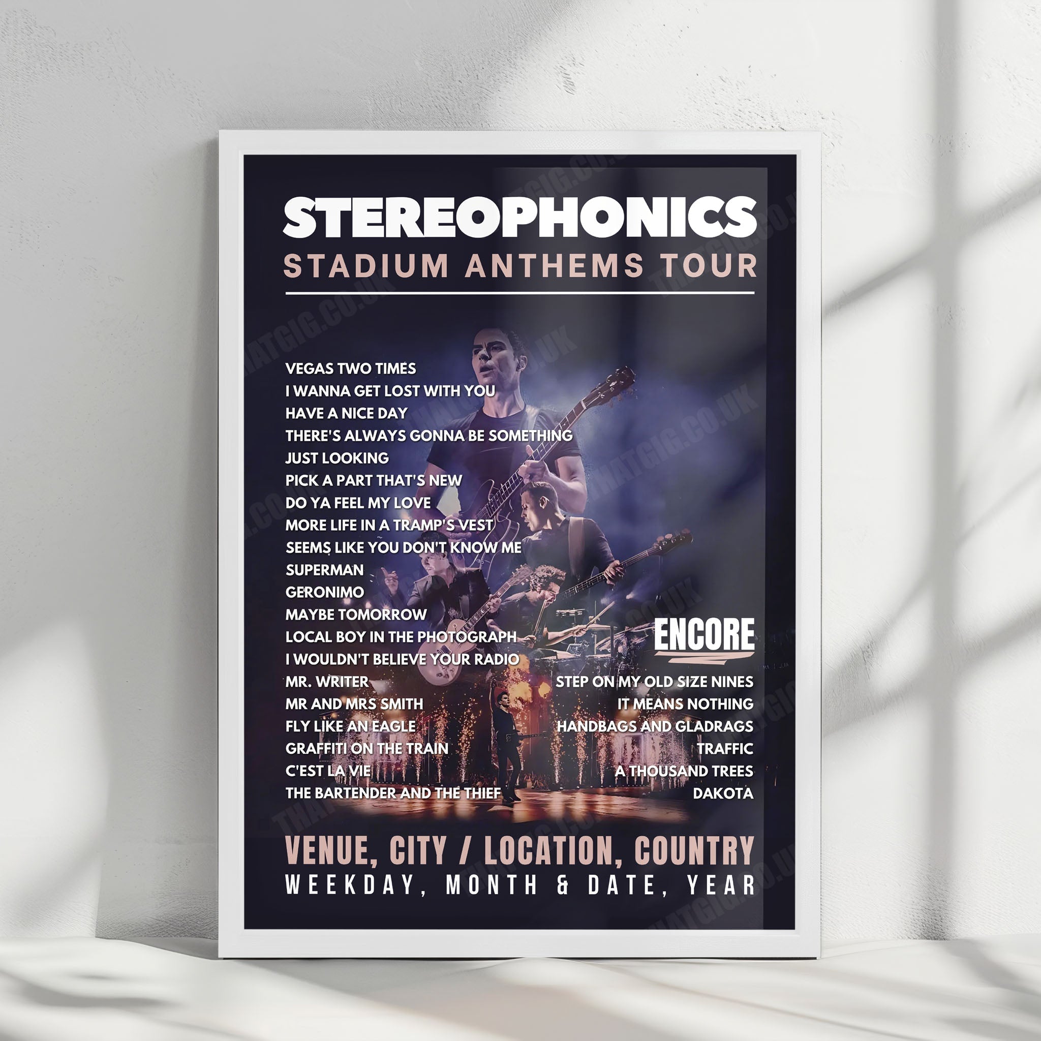 Stereophonics Setlist Poster - Cavea Luciano Berio, Rome - August 29th, 2025